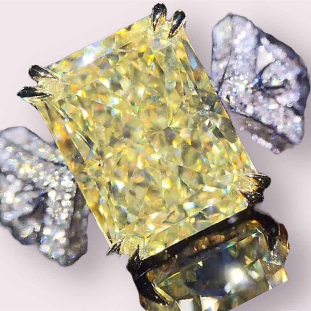 5.75CTTW STUNNING CITRINE & DIAMOND ENGAGEMENT RING 18KT WG DIPPED 6,8,9,10